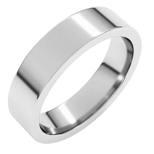 Flat Heavy Wedding Silver Band - 5mm wide